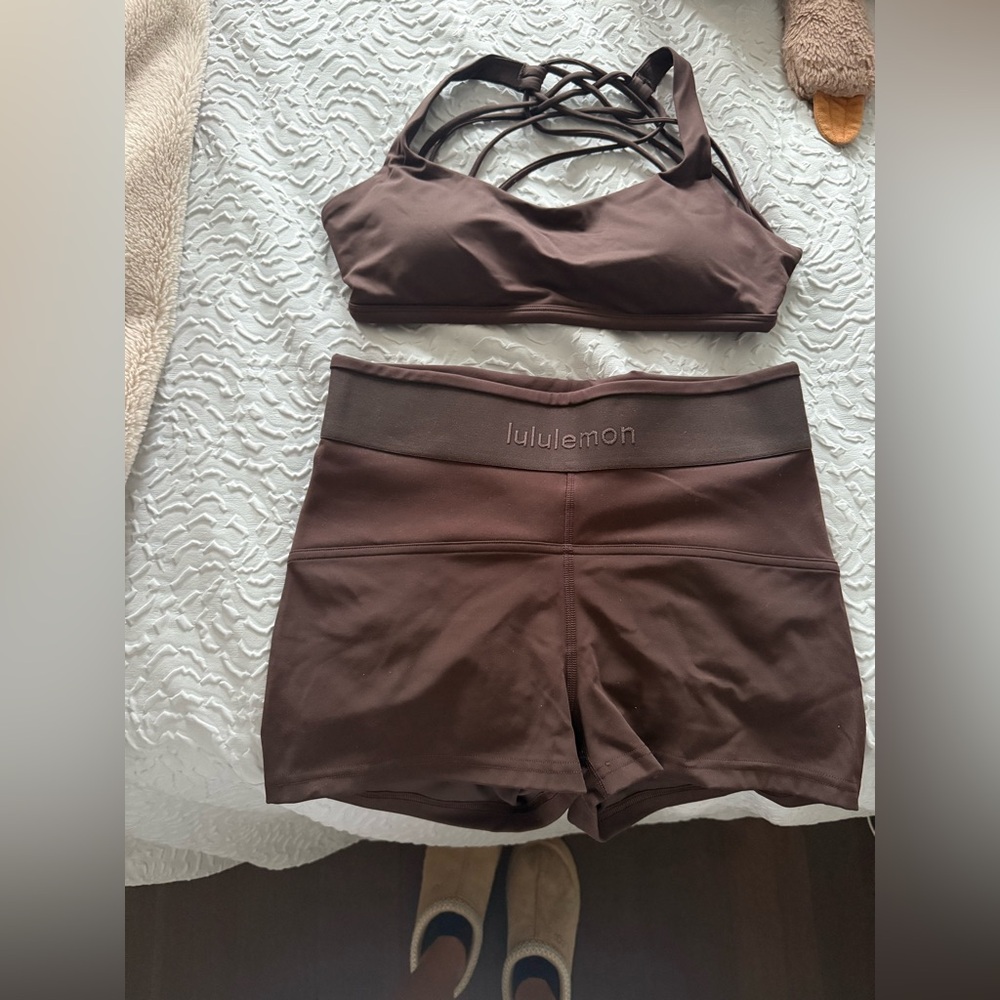Lululemon Athletica Brown Athletic Shorts and Bra